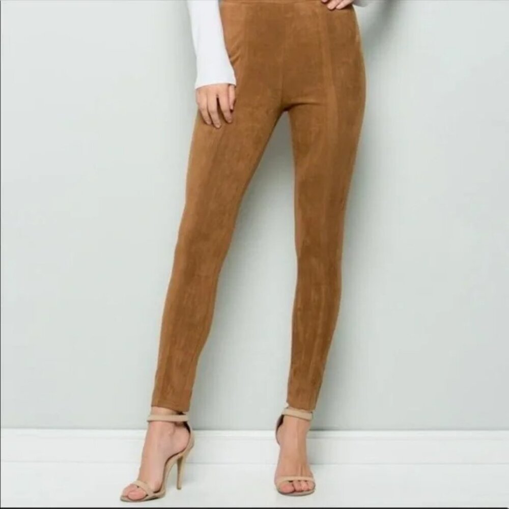 NEW! FAUX SUEDE SLIM ANKLE PULL ON LEGGINGS